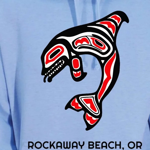 Rockaway Beach Oregon Native American Orca Killer Whale Unisex Surf Hoodie