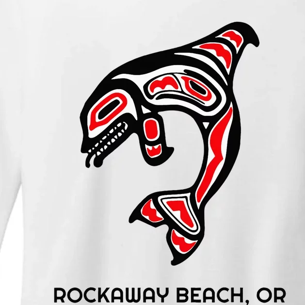 Rockaway Beach Oregon Native American Orca Killer Whale Womens CVC Long Sleeve Shirt