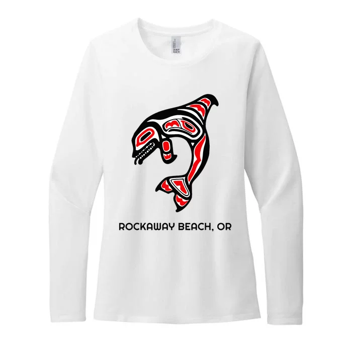 Rockaway Beach Oregon Native American Orca Killer Whale Womens CVC Long Sleeve Shirt