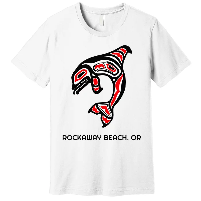 Rockaway Beach Oregon Native American Orca Killer Whale Premium T-Shirt