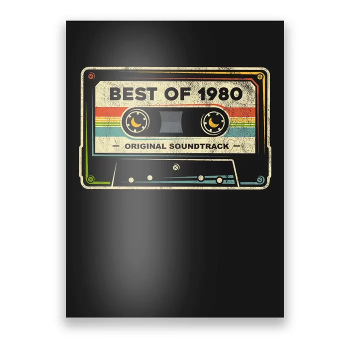 Retro Best Of 1980 Mixtape Vintage 44th Birthday Cassette Poster