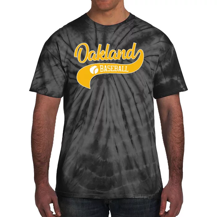 Retro Baseball Oakland Vintage Swoosh Tie-Dye T-Shirt