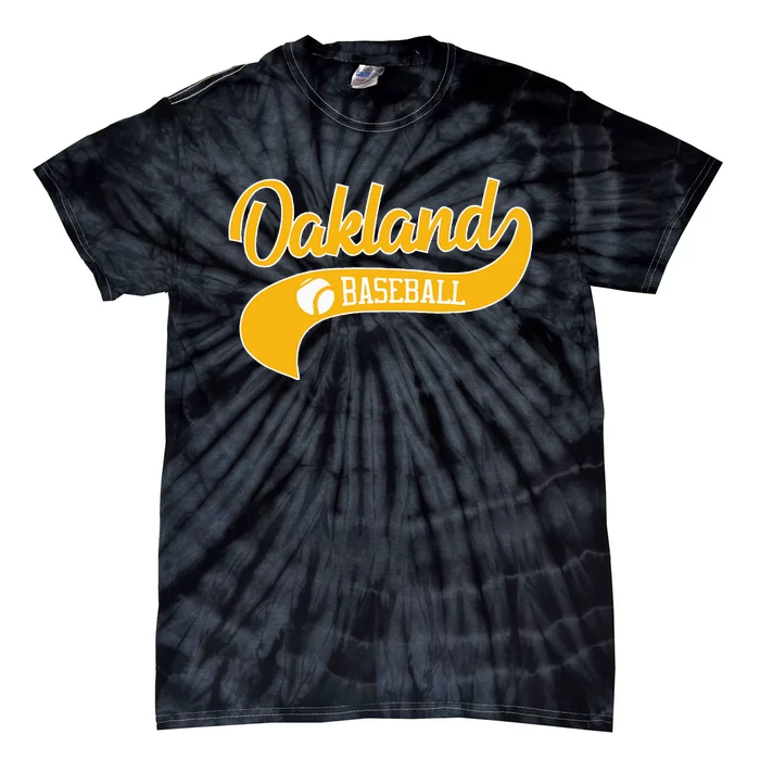 Retro Baseball Oakland Vintage Swoosh Tie-Dye T-Shirt