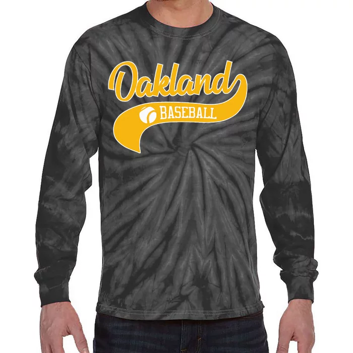 Retro Baseball Oakland Vintage Swoosh Tie-Dye Long Sleeve Shirt