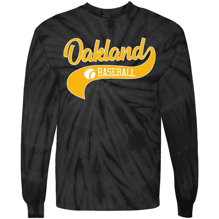 Retro Baseball Oakland Vintage Swoosh Tie-Dye Long Sleeve Shirt