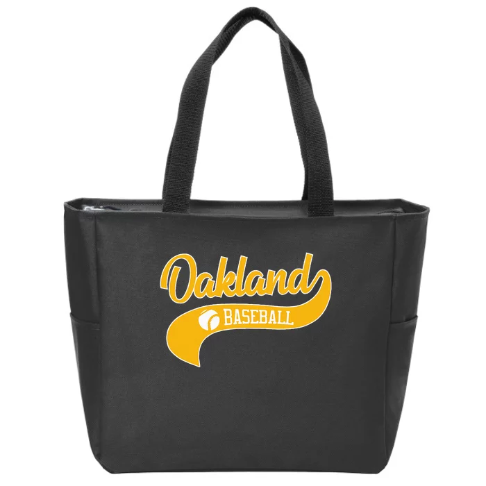 Retro Baseball Oakland Vintage Swoosh Zip Tote Bag