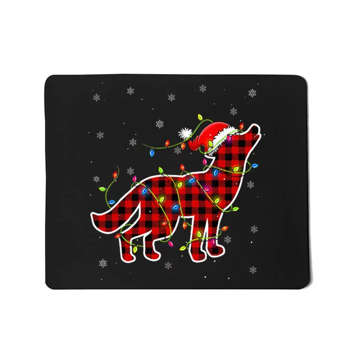 Red Buffalo Plaid Wolf Santa Christmas Pajamas Matching Mousepad