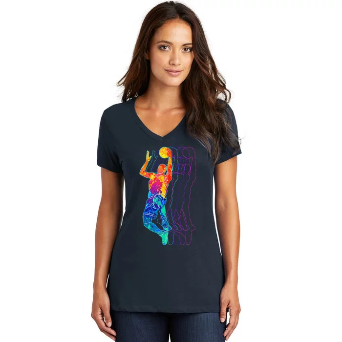 Retro Basketball Player Gift Women's V-Neck T-Shirt