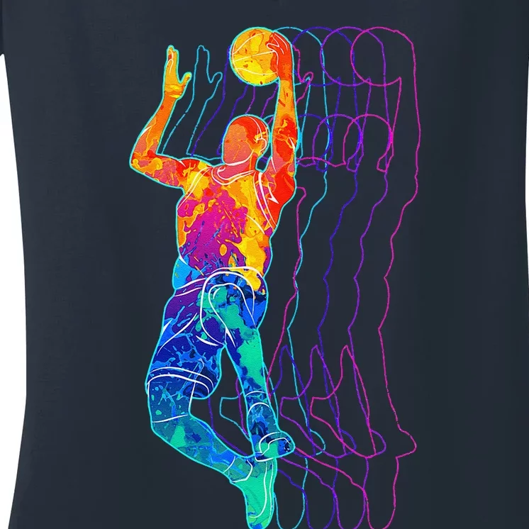 Retro Basketball Player Gift Women's V-Neck T-Shirt