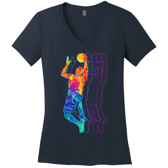 Retro Basketball Player Gift Women's V-Neck T-Shirt