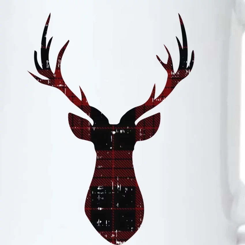 Rustic Buffalo Plaid Red Christmas Reindeer Folksy Xmas Gift Funny Gift Black Color Changing Mug