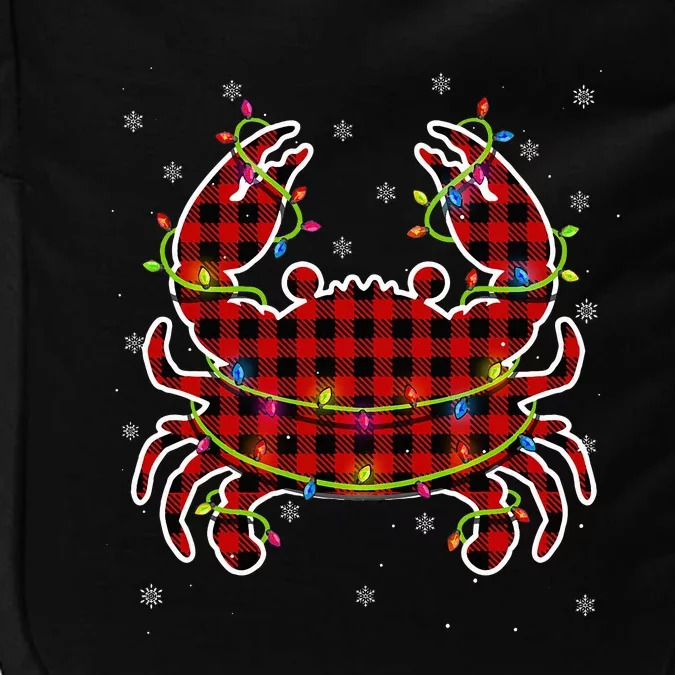 Red Buffalo Plaid Crab Santa Christmas Pajama Matching Impact Tech Backpack