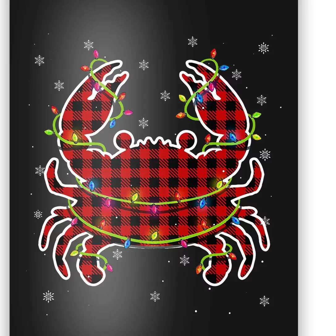 Red Buffalo Plaid Crab Santa Christmas Pajama Matching Poster