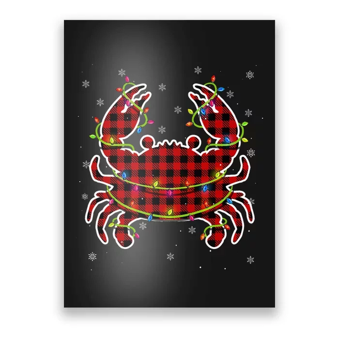 Red Buffalo Plaid Crab Santa Christmas Pajama Matching Poster