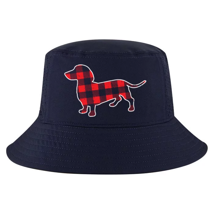 Red Bufallo Plaid Dachshund Dog Xmas Holiday Wiener Gift Cool Comfort Performance Bucket Hat