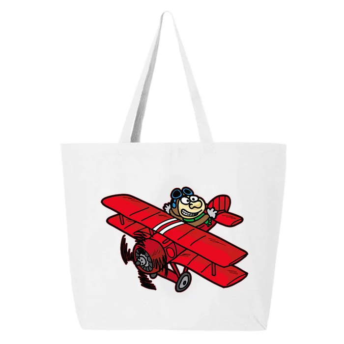 Red Baron Plane Biplane Pilot Airplane 25L Jumbo Tote