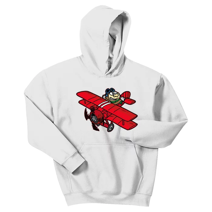 Red Baron Plane Biplane Pilot Airplane Kids Hoodie