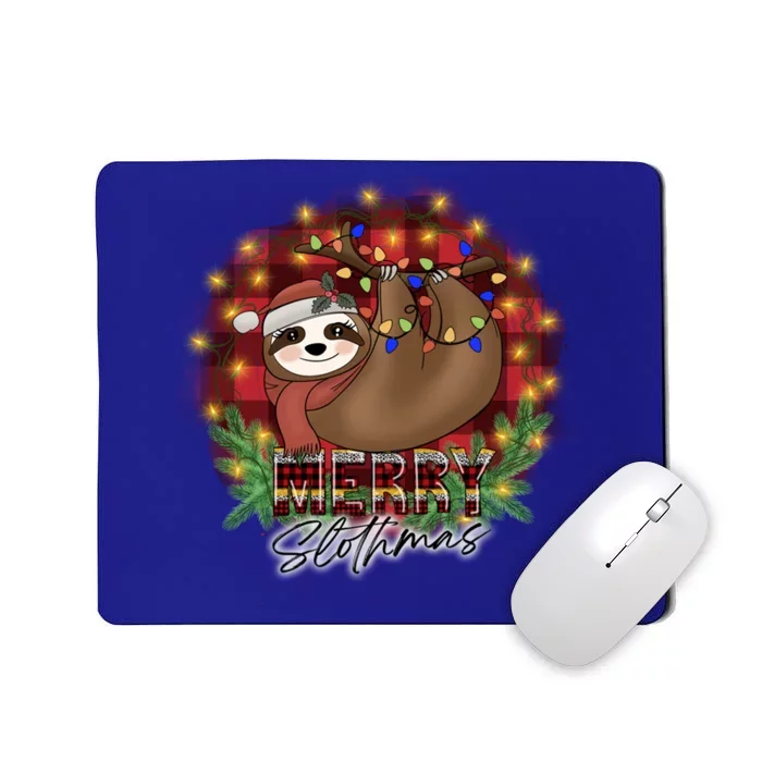 Red Buffalo Plaid Merry Slothmas Tangled Christmas Lights Gift Mousepad