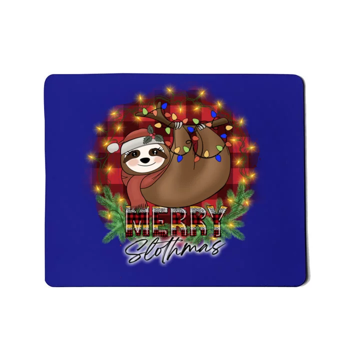 Red Buffalo Plaid Merry Slothmas Tangled Christmas Lights Gift Mousepad