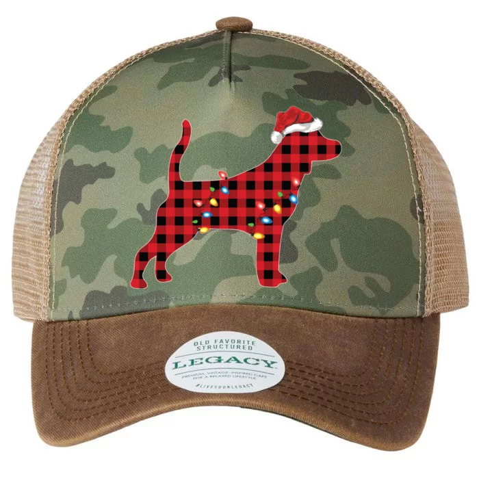 Red Buffalo Plaid Santa Hat Beagle Dog Christmas Pajama Sweatshirt Legacy Tie Dye Trucker Hat