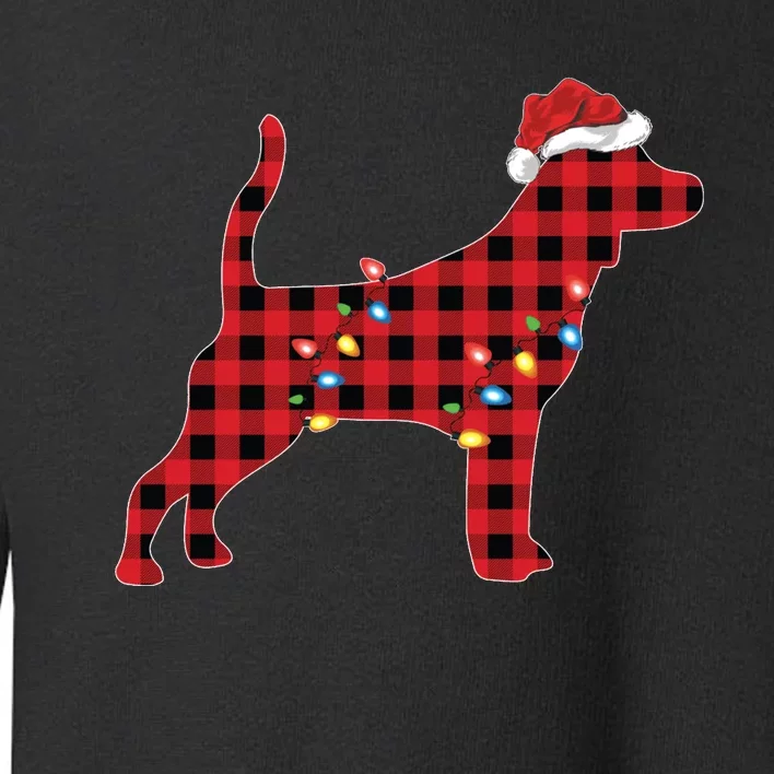 Red Buffalo Plaid Santa Hat Beagle Dog Christmas Pajama Sweatshirt Toddler Sweatshirt