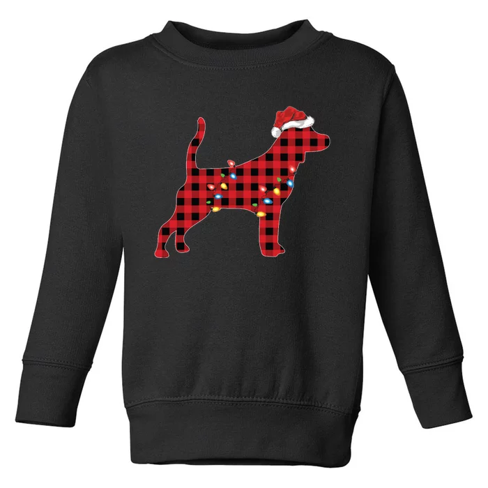 Red Buffalo Plaid Santa Hat Beagle Dog Christmas Pajama Sweatshirt Toddler Sweatshirt