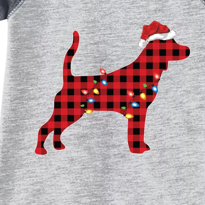 Red Buffalo Plaid Santa Hat Beagle Dog Christmas Pajama Sweatshirt Infant Baby Jersey Bodysuit