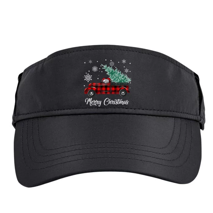 Red Buffalo Plaid Pickup Truck with Tree Merry Christmas Adult Drive Performance Visor