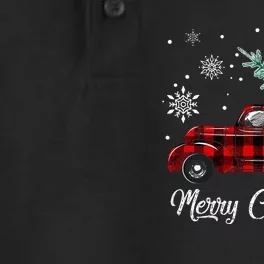 Red Buffalo Plaid Pickup Truck with Tree Merry Christmas Dry Zone Grid Performance Polo