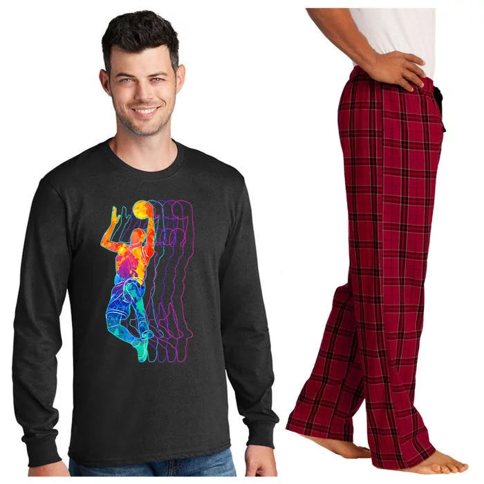 Retro Basketball Player Gift Long Sleeve Pajama Set