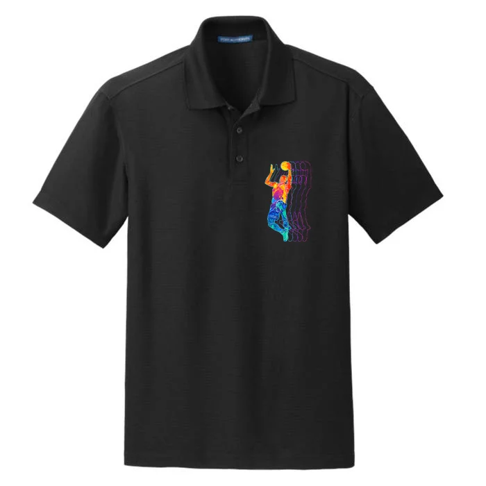 Retro Basketball Player Gift Dry Zone Grid Performance Polo