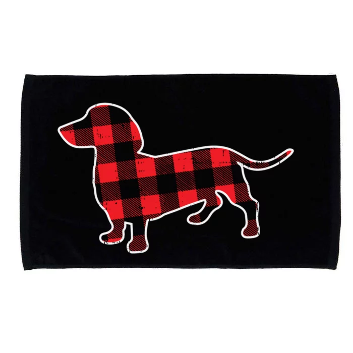 Red Bufallo Plaid Dachshund Dog Xmas Holiday Wiener Gift Cool Gift Microfiber Hand Towel