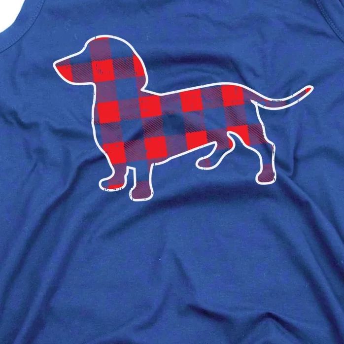 Red Bufallo Plaid Dachshund Dog Xmas Holiday Wiener Gift Cool Gift Tank Top