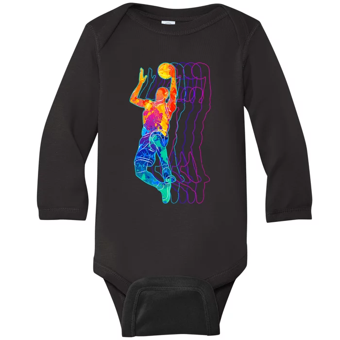 Retro Basketball Player Gift Baby Long Sleeve Bodysuit