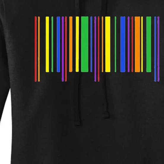 Rainbow Barcode Pride Month Subtle Lgbt Design Gay Rights Women's Pullover Hoodie