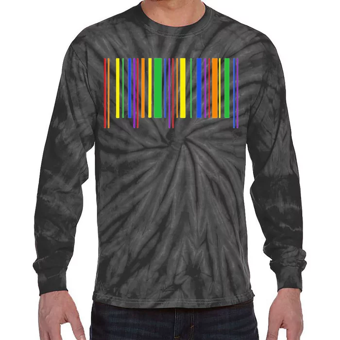 Rainbow Barcode Pride Month Subtle Lgbt Design Gay Rights Tie-Dye Long Sleeve Shirt