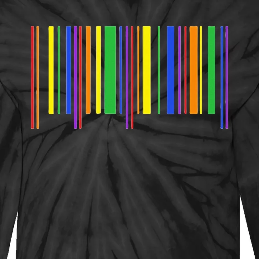 Rainbow Barcode Pride Month Subtle Lgbt Design Gay Rights Tie-Dye Long Sleeve Shirt