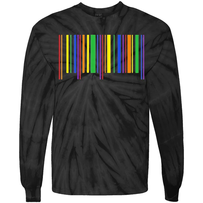 Rainbow Barcode Pride Month Subtle Lgbt Design Gay Rights Tie-Dye Long Sleeve Shirt