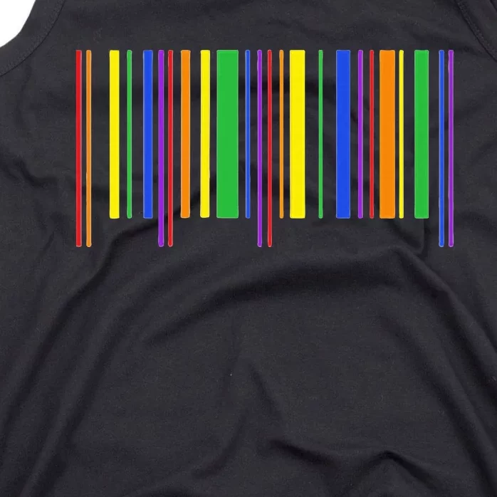 Rainbow Barcode Pride Month Subtle Lgbt Design Gay Rights Tank Top