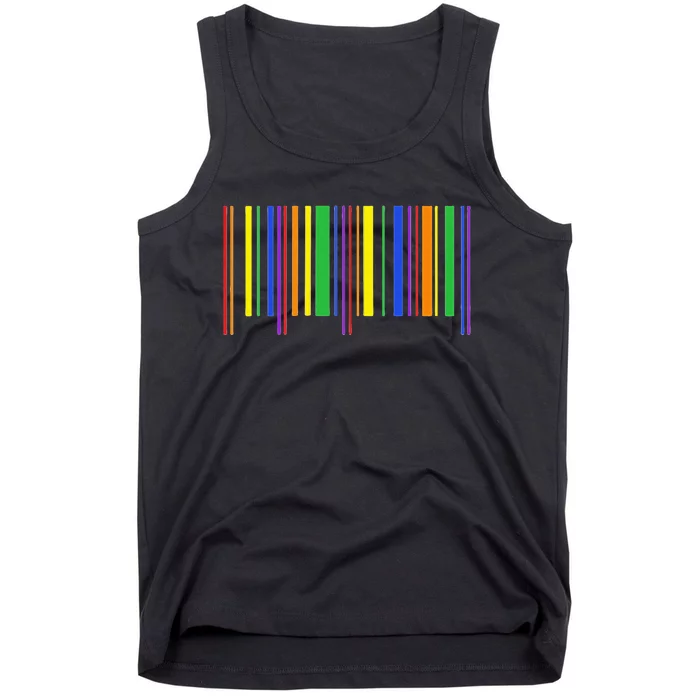 Rainbow Barcode Pride Month Subtle Lgbt Design Gay Rights Tank Top