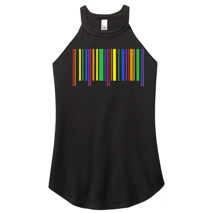 Rainbow Barcode Pride Month Subtle Lgbt Design Gay Rights Women’s Perfect Tri Rocker Tank