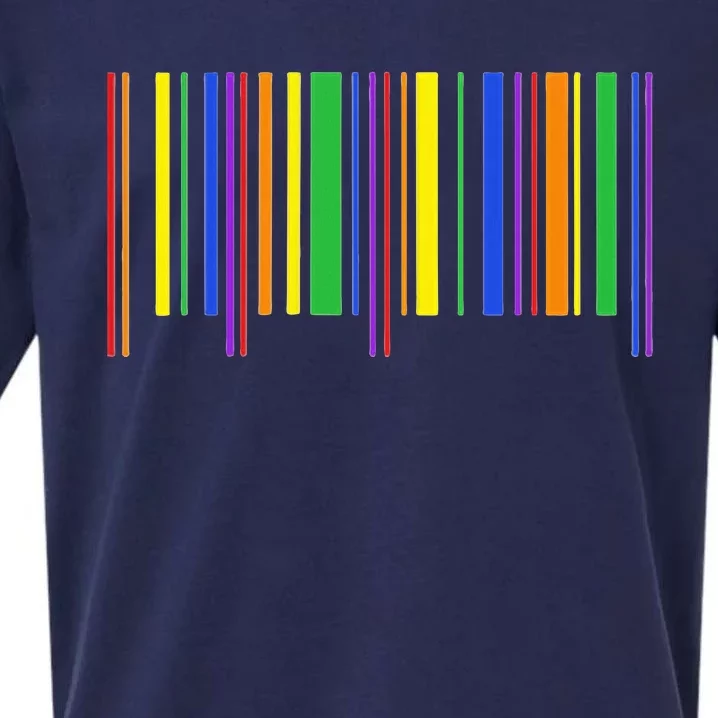 Rainbow Barcode Pride Month Subtle Lgbt Design Gay Rights Sueded Cloud Jersey T-Shirt