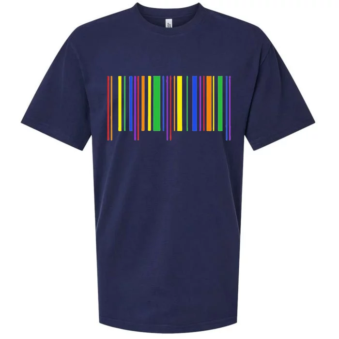 Rainbow Barcode Pride Month Subtle Lgbt Design Gay Rights Sueded Cloud Jersey T-Shirt