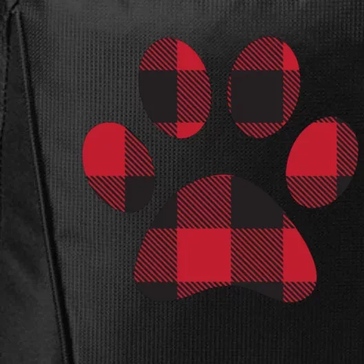 Red Black Plaid Paw Print Gift City Backpack