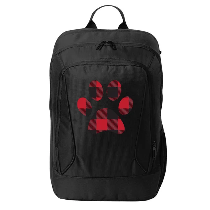 Red Black Plaid Paw Print Gift City Backpack