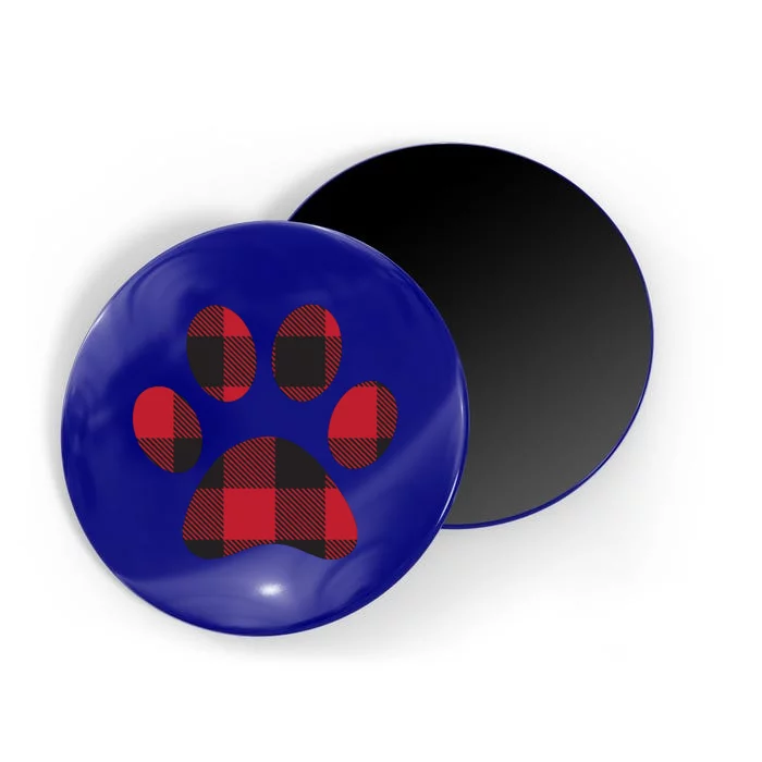 Red Black Plaid Paw Print Gift Magnet