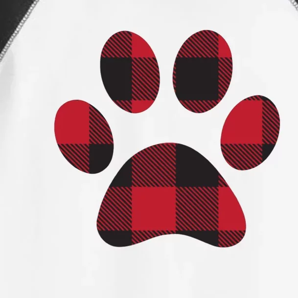 Red Black Plaid Paw Print Gift Toddler Fine Jersey T-Shirt