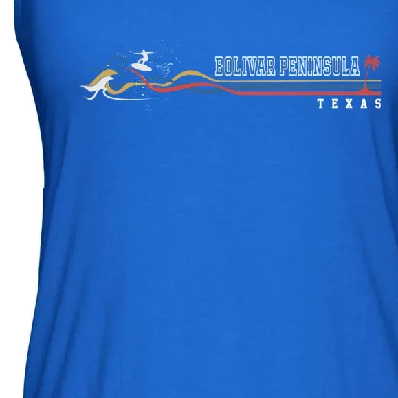 Retro Bolivar Peninsula Texas Surfboarder Meaningful Gift Ladies Essential Flowy Tank