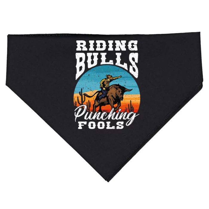 Riding Bulls Punching Fools Cowboy Rodeo & Ranch Lovers USA-Made Doggie Bandana