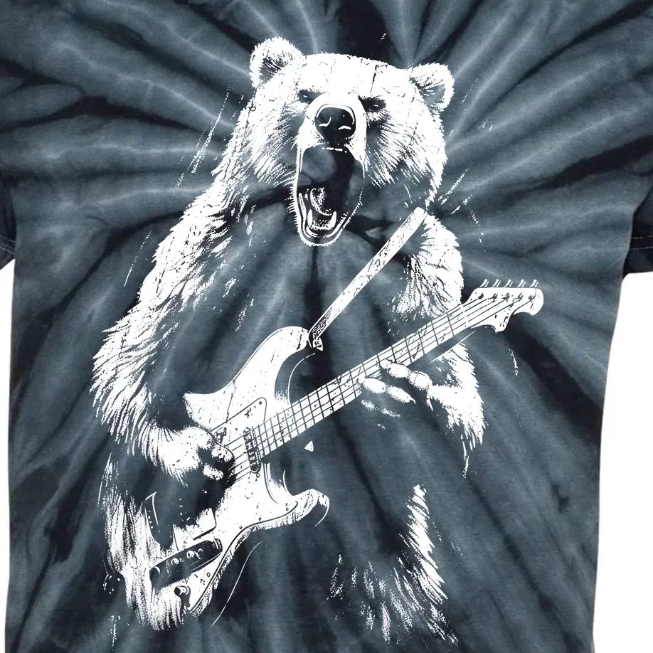 Rock Bear Playing Guitar Funny Guitar Bear Music Kids Tie-Dye T-Shirt